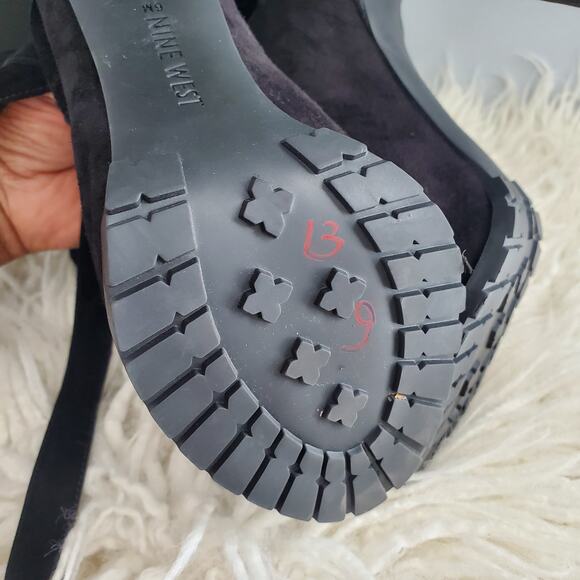 Nine West INESELLA Black Peep Toe Tie Up Pumps Size 6M - Picture 10 of 12